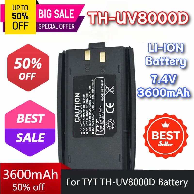 Batteria walkie-talkie da 7,4 V 3600 mAh per batteria al litio TYT TH-UV8000D TH-UV8000E