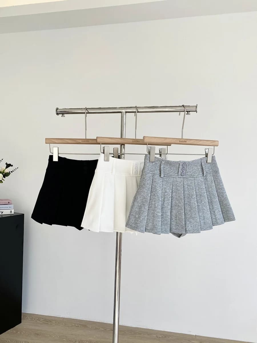 2025 Summer New Korean Style High Waist Pleated Short Skirt Women's Anti-Light Casual Fashion Commute Pure Color Polyester Fiber