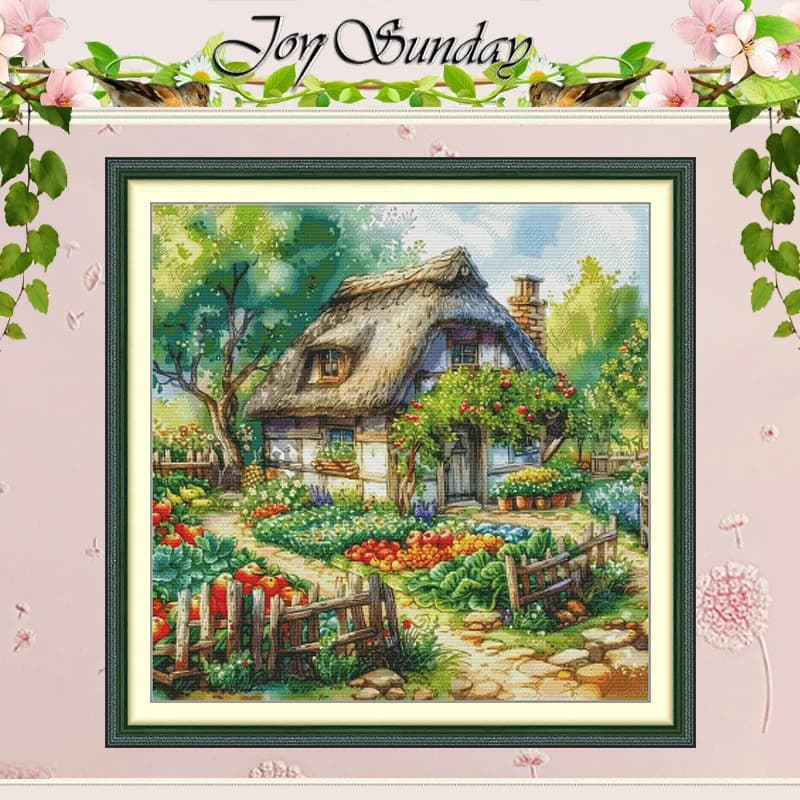 Thatched Cottage Patterns Counted Cross Stitch Set DIY 11CT 14CT 16CT HD Stamped DMC Cross-stitch Kit Embroidery Needlework