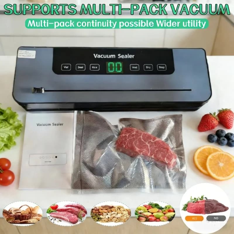 2026 6-in-1 Automatic Electric Vacuum Sealer Dry/Wet Food Sealed Packaging Sealer 65KPa High-Suction Vacuum Packaging Machine