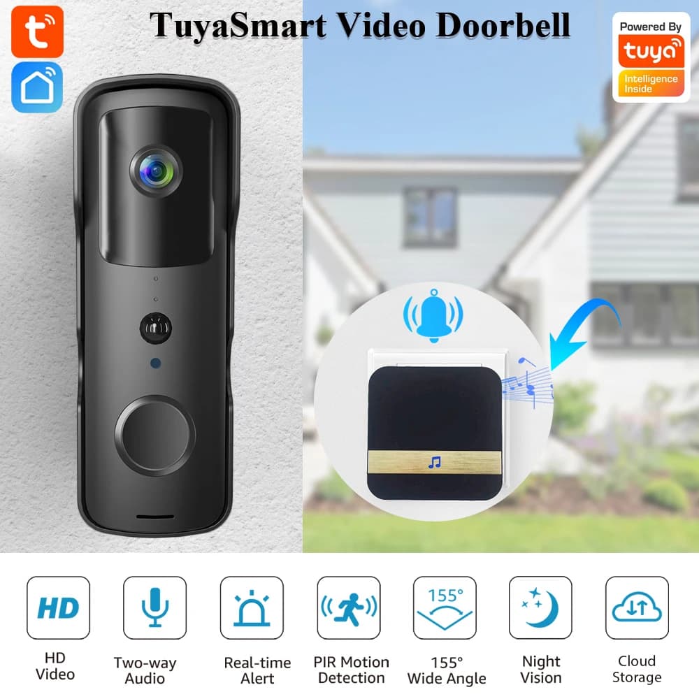 Videocitofono Tuya videocitofono visivo digitale WIFI campanello per porte esterno telecamera per campanello WiFi impermeabile videocamera di sicurezza domestica intelligente