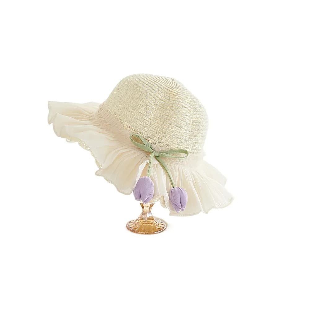 with Same Style Crossbody Bag Tulip Straw Sun Hat Korean Style Anti-UV Sun Hat Girls Bucket Hat Shading Hat Fisherman Cap