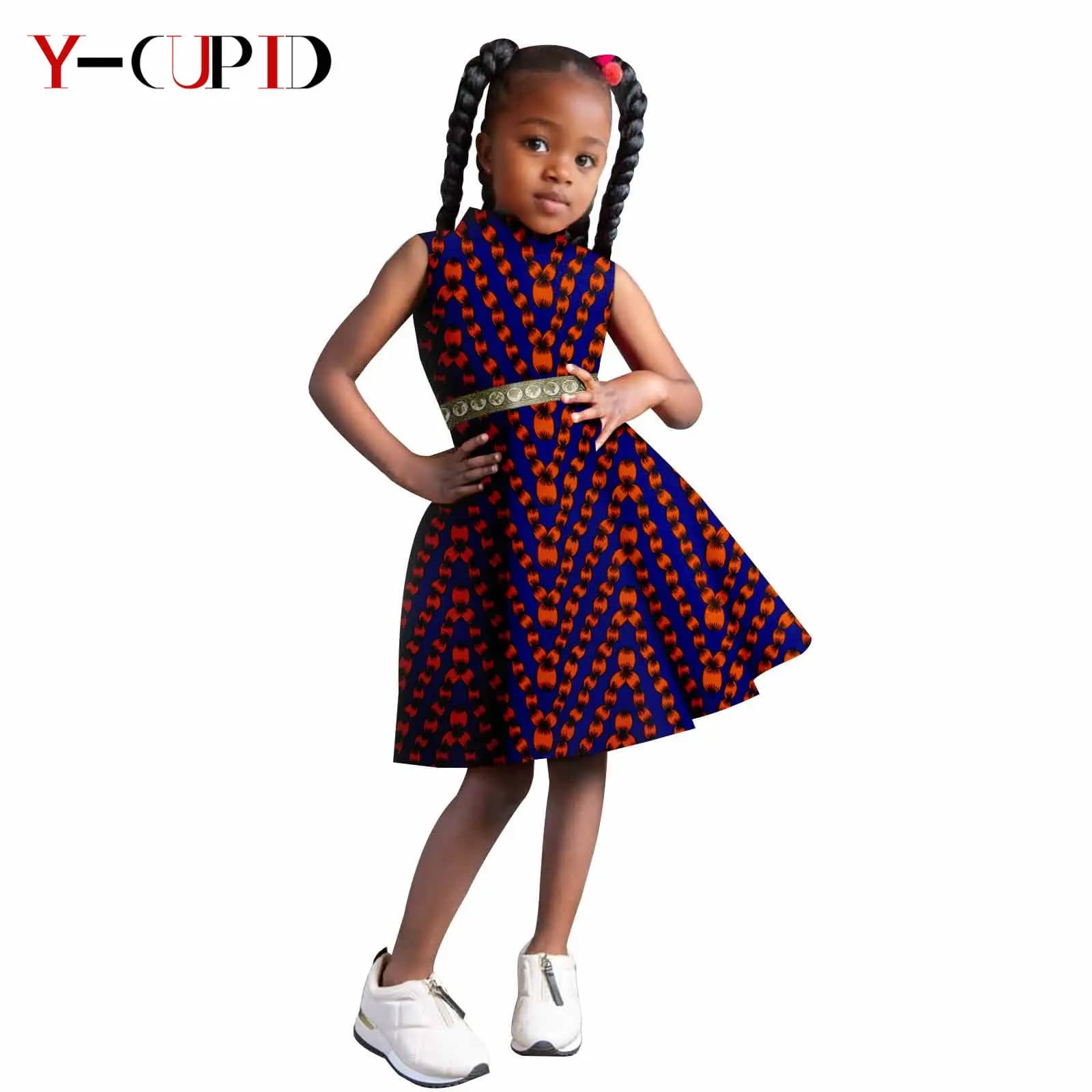 Abiti dolcevita con stampa africana per ragazze Dashiki Kid Abiti Ankara Bazin Riche Cotone estivo Capispalla per bambini 2545008