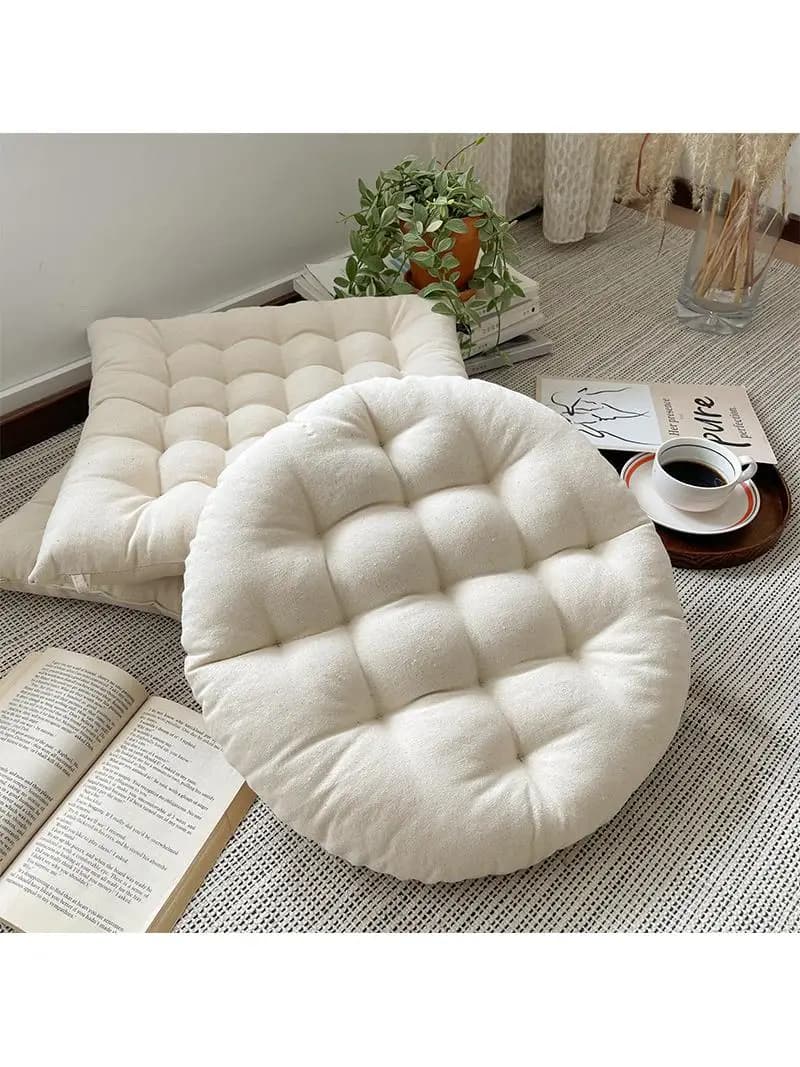Thickened Fabric Zafu Meditation Cushion Japanese Style round Window Platform Balcony Tatami Floor Sitting Pad Pure Color
