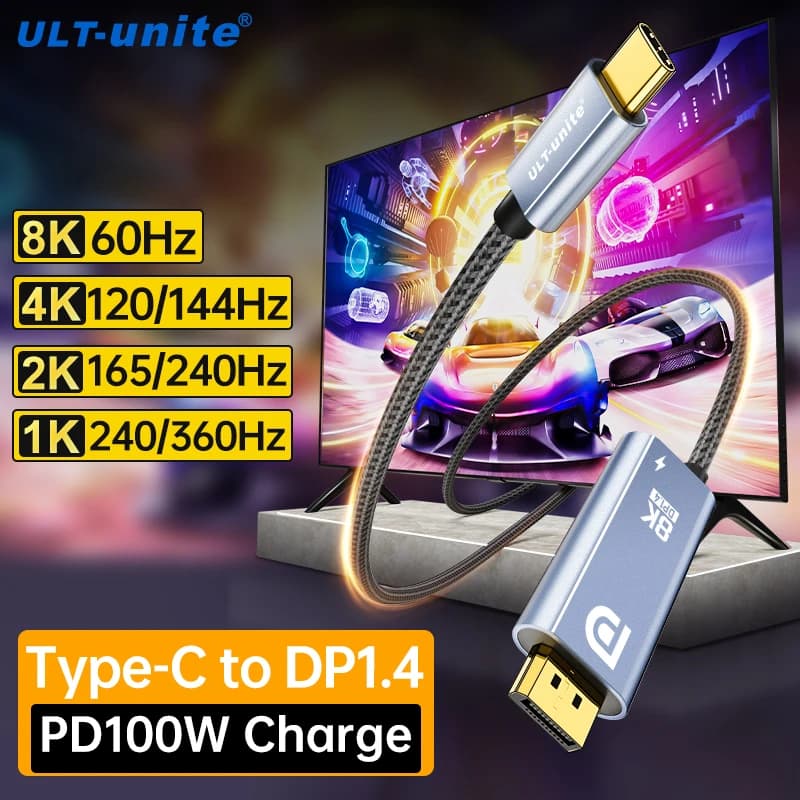 Cavo da tipo C a DP Cavo da USB C a DisplayPort da 8K60Hz Cavo 4K144Hz compatibile Thunderbolt 3 per MacBook Pro iPad Dell XPS Switch