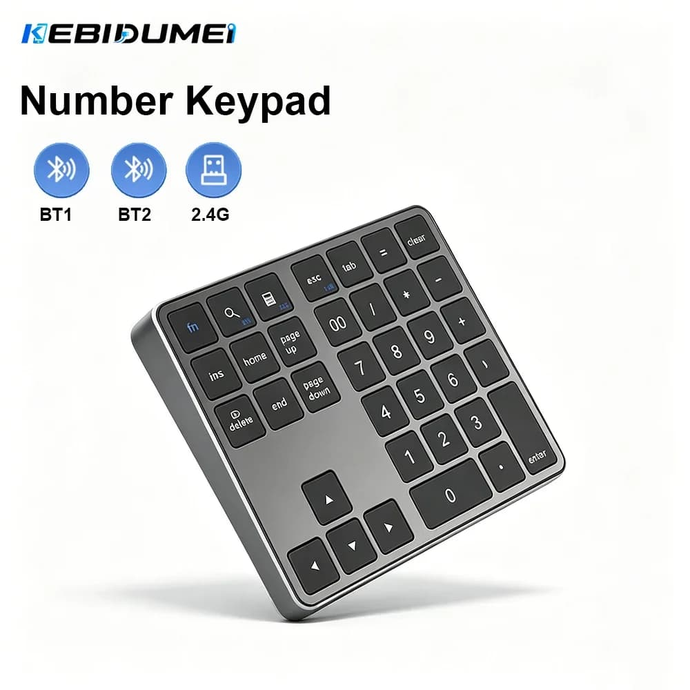 KEBIDUMEI Dual Mode Number Keypad Dual Bluetooth 2.4G Wireless Keyboard Mini Keyboard 300mAh Rechargeable for PC Laptop Macbook