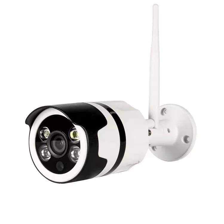 Telecamera Bullet Wireless WiFi per Interni/Esterni, Risoluzione 1080p con Visione Notturna, Alimentazione 12V, Registratore di Sicurezza Bianco e Nero