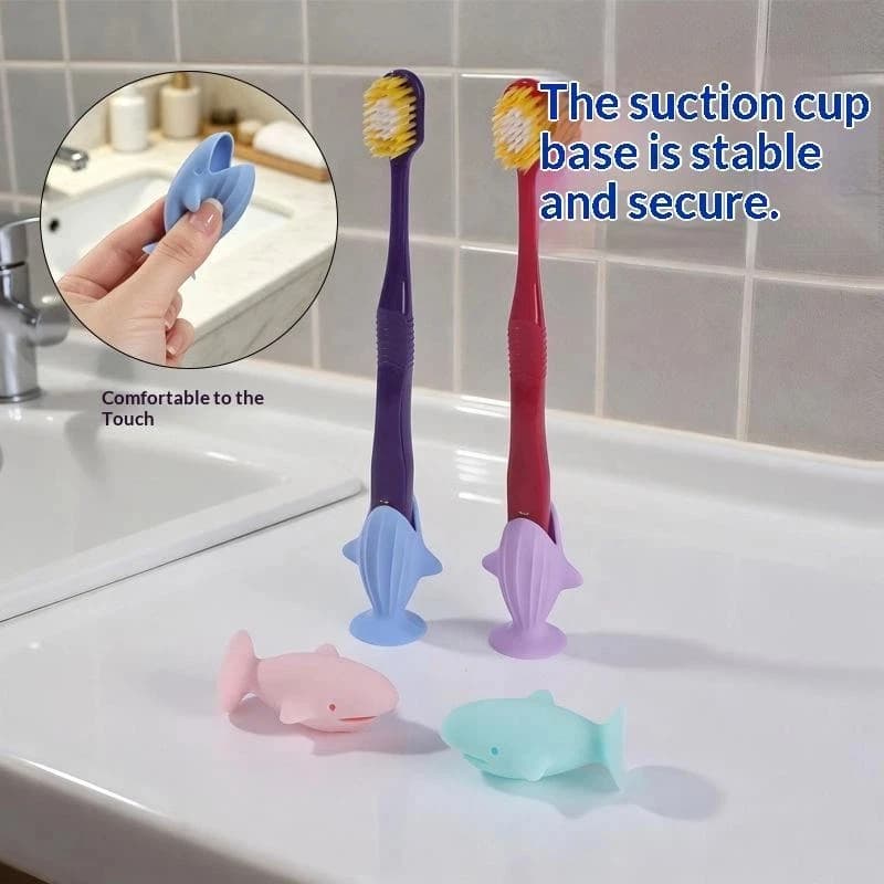 ♩1Pcs Cute Whale Shaped Silicone Toothbrush Holder Non Slip Suction Base For Kids Bathroom Daily Use