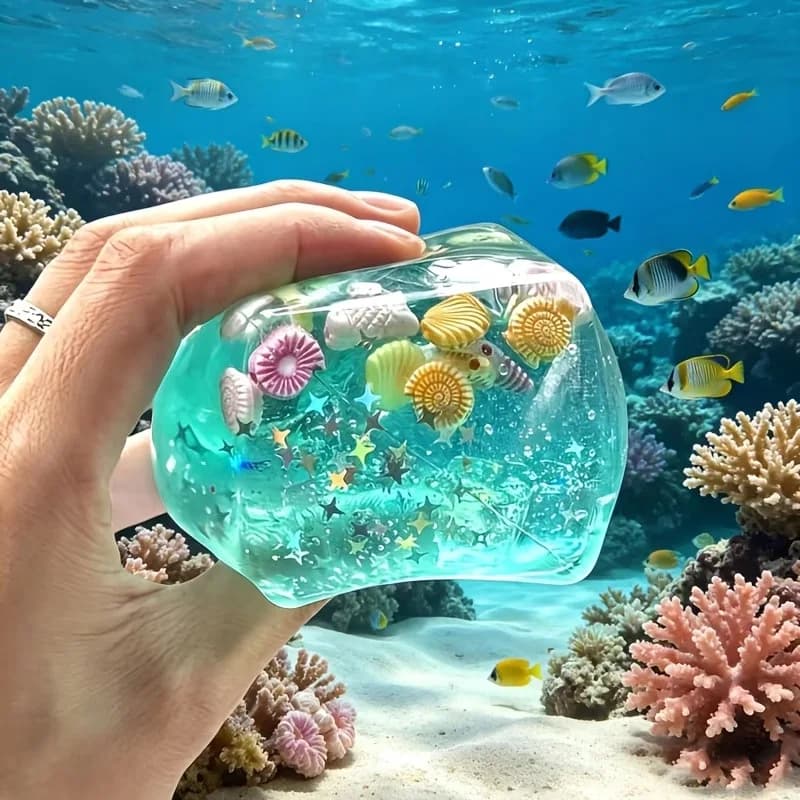 New mini Ocean Ice Cube Island Shell Maltose Pinch Music Slow Rebound Decompression Toy Decompression