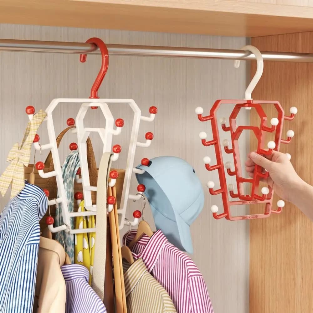 3PCS 18 Hooks V Shaped Rotatable Hook Non-slip Large Capacity Double-sided Clothes Rack Space Saving Plastic Laundry Hanger