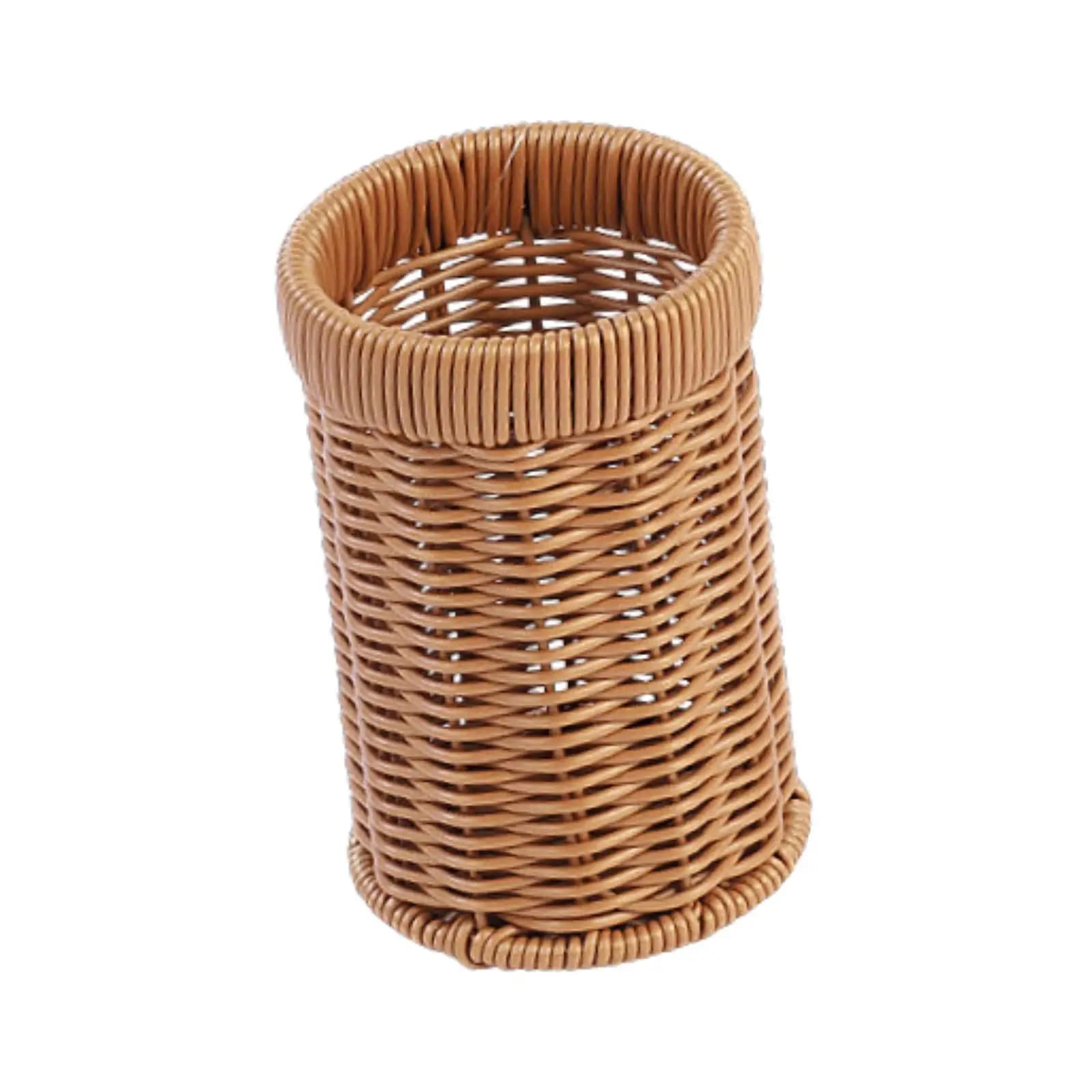 Woven Storage Basket Restaurant Flatware Container Woven Utensil Holder Drainage Cutlery Caddy for Home Countertop Kitchen