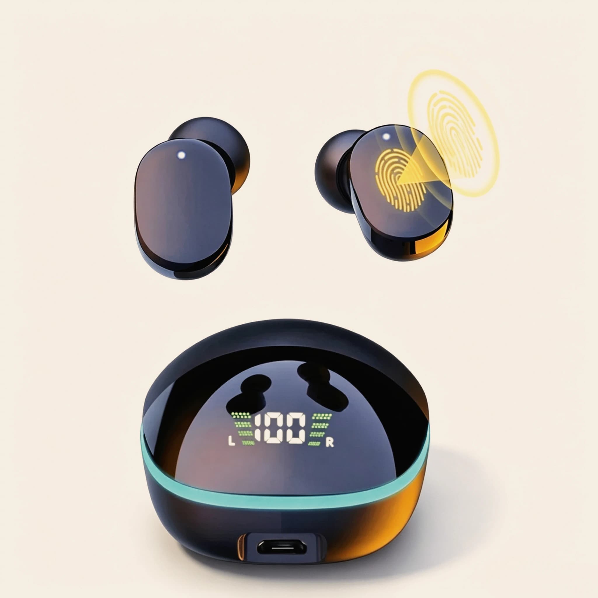 Ultimi Auricolari Bluetooth 5.3 TWS con Display LED della Batteria, Cuffie Wireless Sportive con Microfono, Ideali per Musica e Gaming
