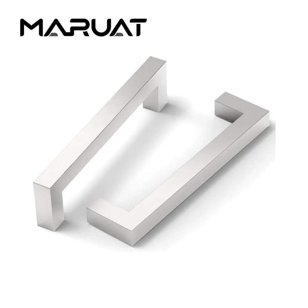 Maniglie Quadrate per Mobili da Cucina MARUAT, Finitura Nichel Satinato e Spazzolato, Accessori per Cassetti e Armadi
