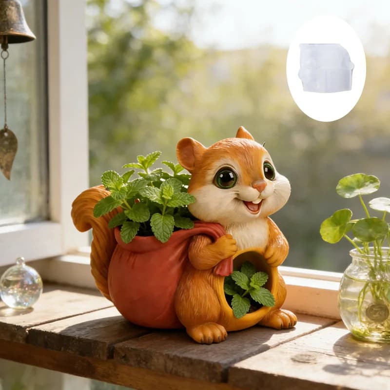 Mould Squirrel-Shaped Cement Aromatherapy Plaster Cup Mold DIY Resin Storage Cup Flower Pot or Decorative Item Silicone Molds