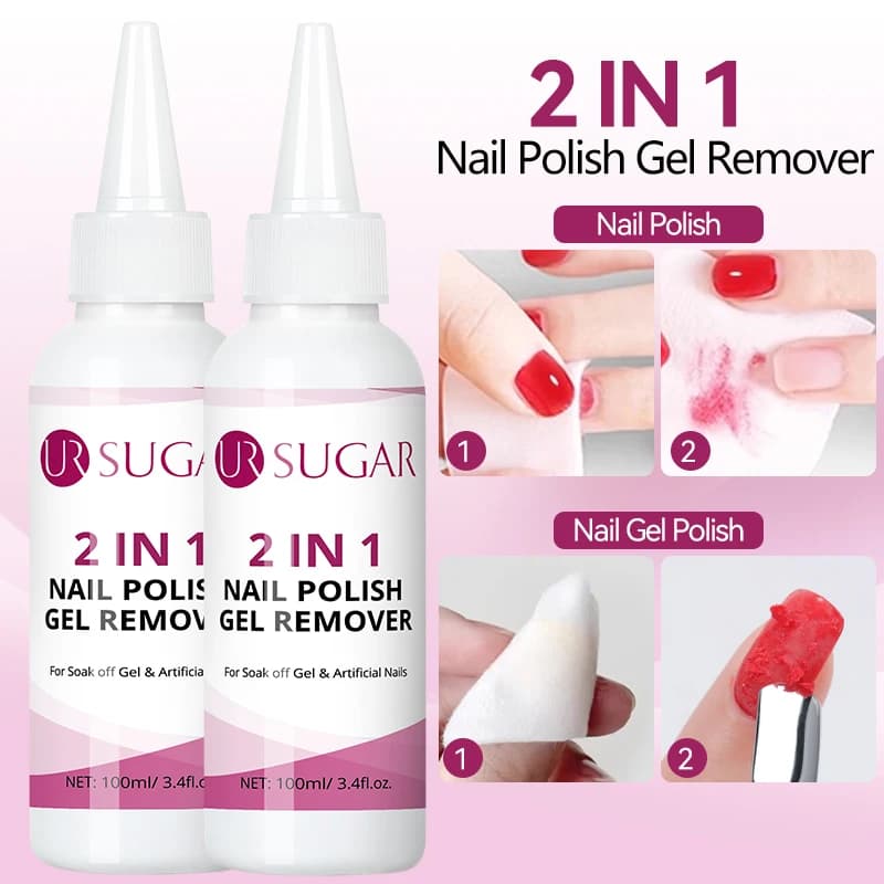 UR SUGAR 100ml Remove nail polish 2 IN 1 Soak Off UV Gel Clean Semi Permanent Paint Tools for removing nail art Manicure