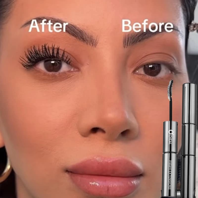 Mascara a Doppia Punta 4D con Fibre, Allungante, Impermeabile, Resistente al Sudore, Lunga Durata, Nero, per Ciglia Incurvate