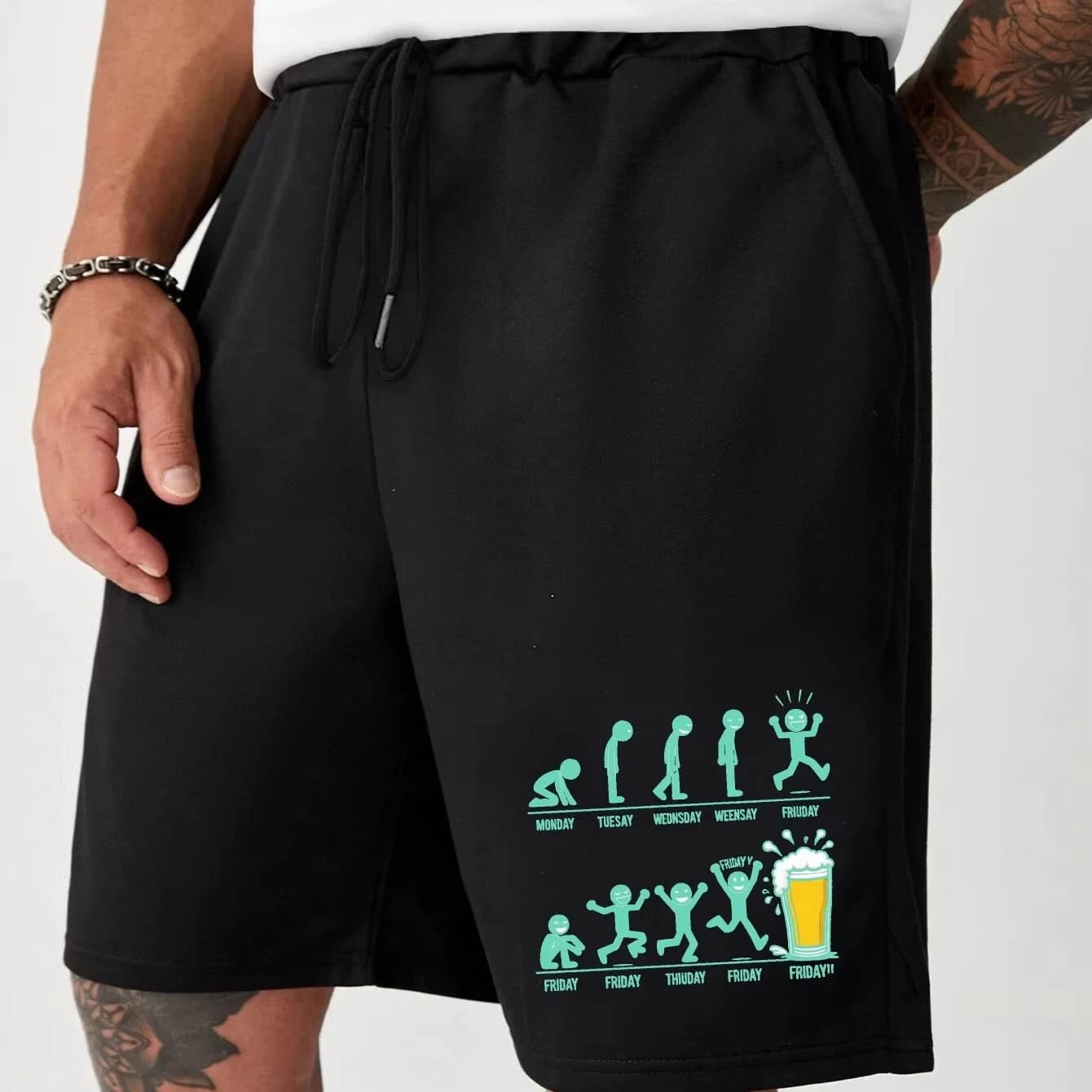 Men's Happy Weekend Shorts Men's Summer Casual Versatile Sports American Trendy Outerwear Shorts Summer Beach Pants