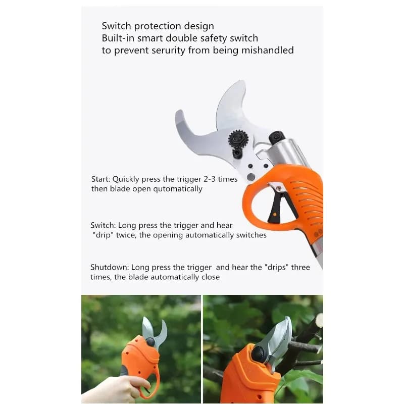 111-45MM Lithium Battery Electric Scissors for Power with Foldable Anti-slip Grip