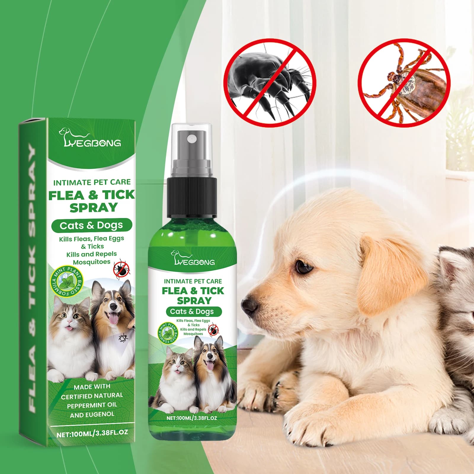 Cats Dogs Mite Removal Spray Flea Killer Itching Relief Remove Ticks Cat Allergy Treatments Anti Lice Insect Pet Skin Care Spray