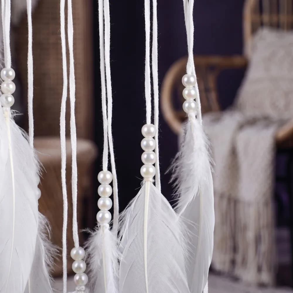 39.37 in Dreamcatcher Wall Hanging white Handmade Handmade Woven Dreamcatcher moon Modern Dreamcatcher Balcony Layout