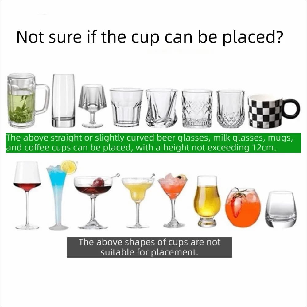 Portabicchieri da appendere sotto il mobile con 6 ganci, in plastica, senza foratura, porta bicchieri da vino da parete con drenaggio per cucina