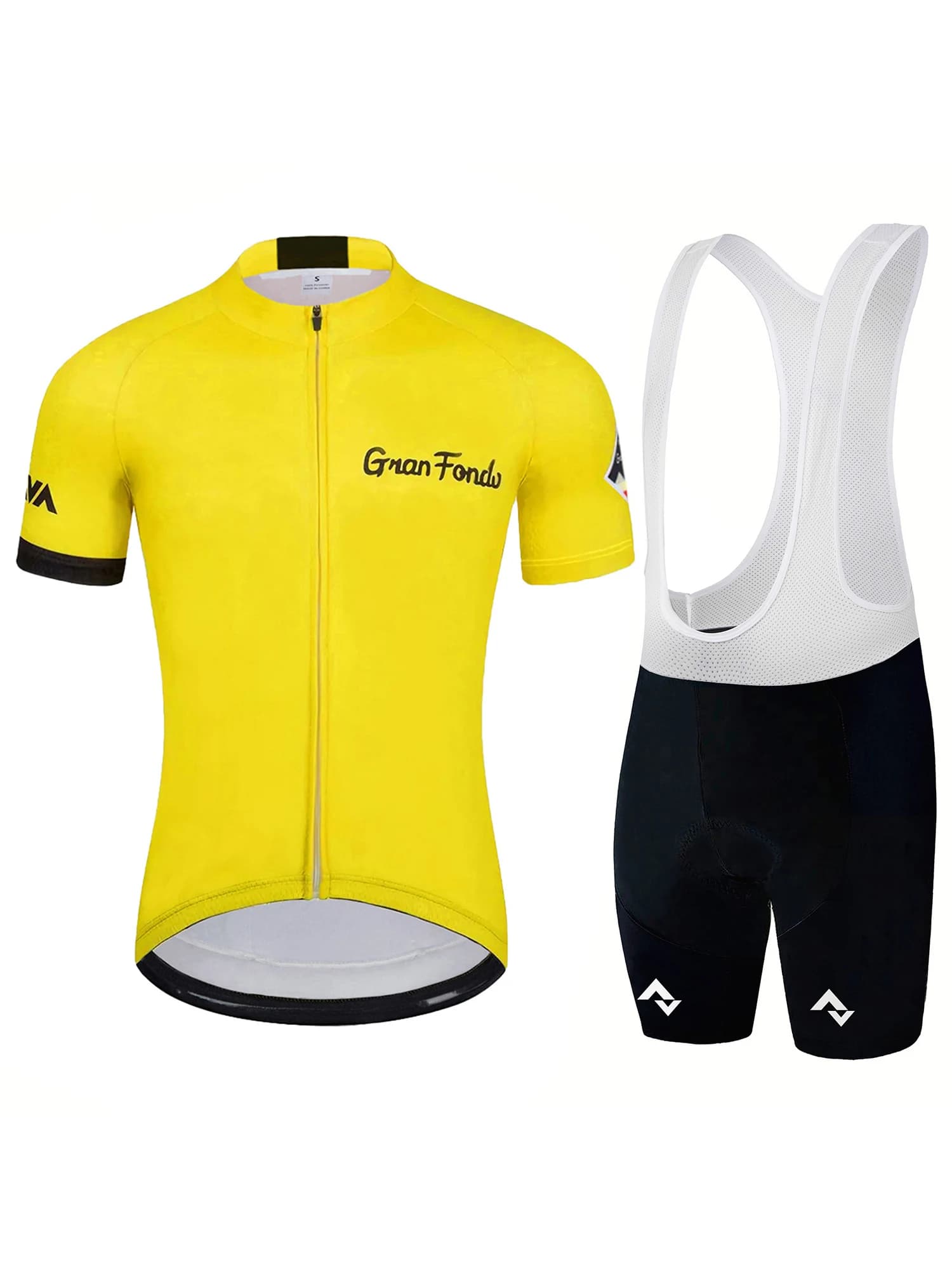 Men's Summer Cycling Mesh Set, Short Sleeved Sports Mesh and Shorts with Braces, Breathable Sponge Seat cushion