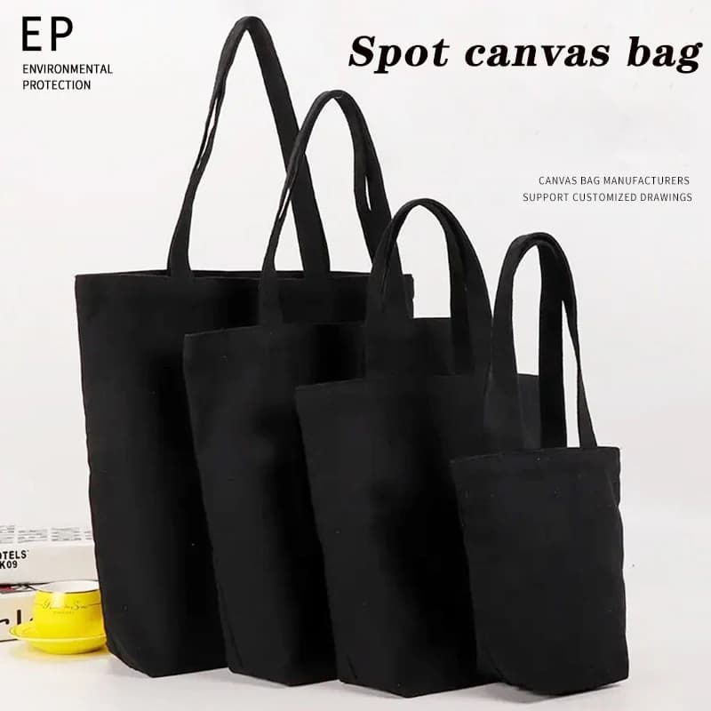 Borsa in tela nera borsa in cotone borsa per la spesa borsa per cosmetici borsa a tracolla per studenti borsa in tela nera tasca per cintura in tela