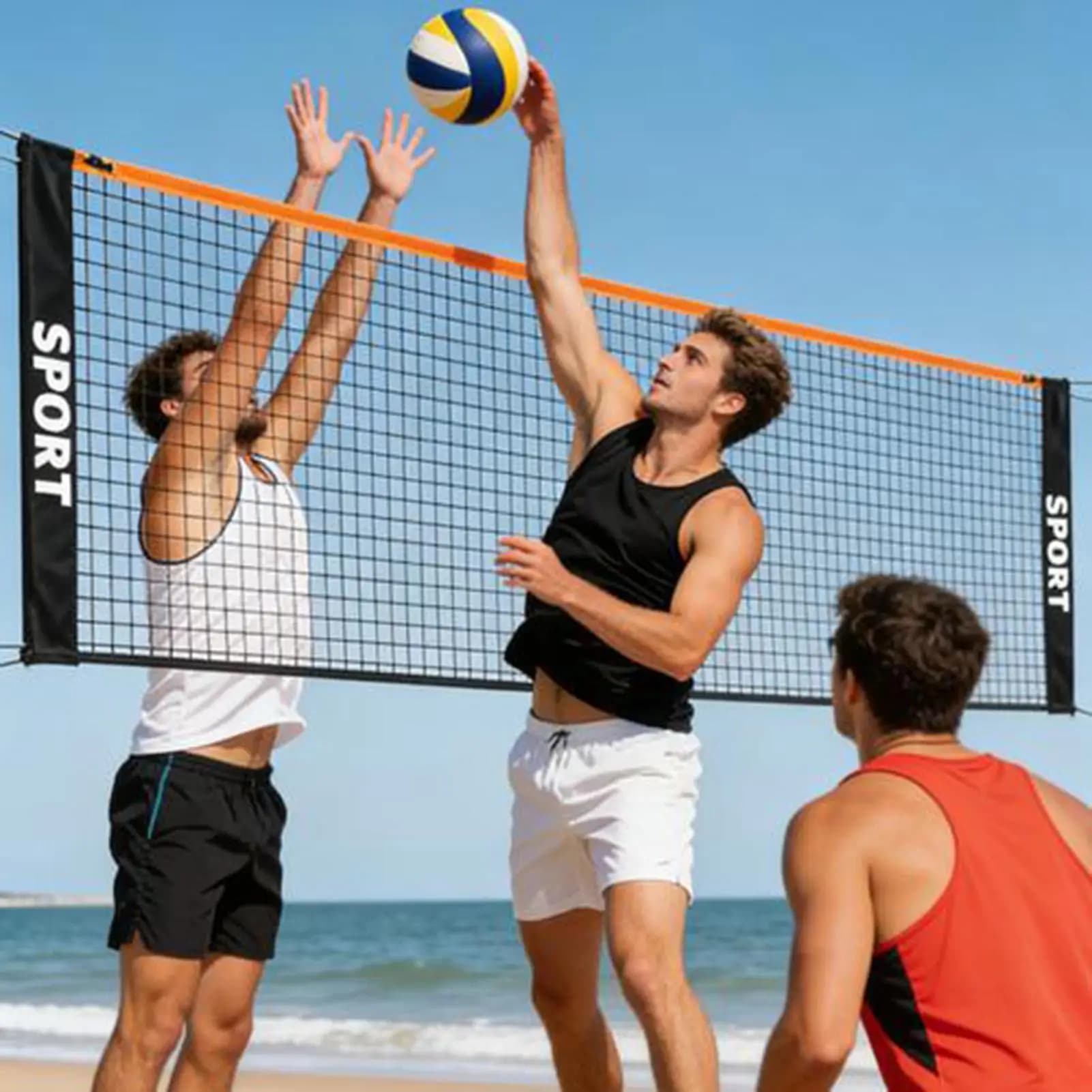 Volleyball Net for Pool Height Adjustable Foldable Training Replacement Backyard Badminton Net for Yard Beach Pool Court Gym
