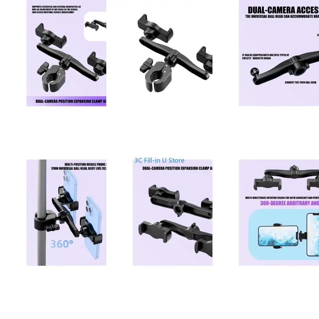 G8TA Universal Phone Stand Double Ball Heads Mount for Video Live Broadcast