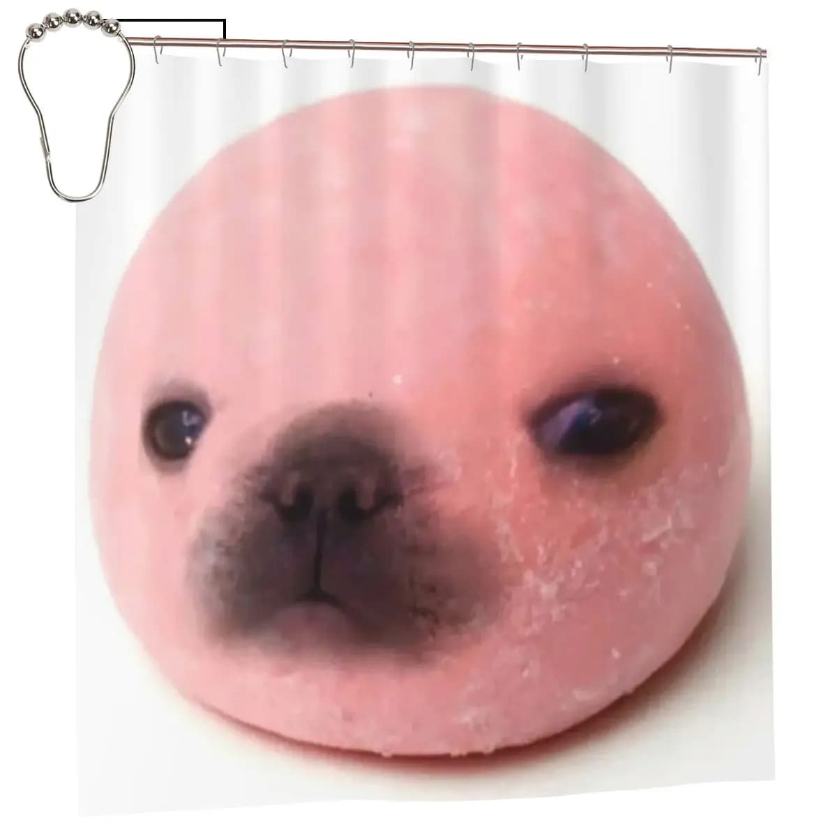 Tenda da doccia Strawberry Mochi Pibble, tende da bagno impermeabili in poliestere con ganci