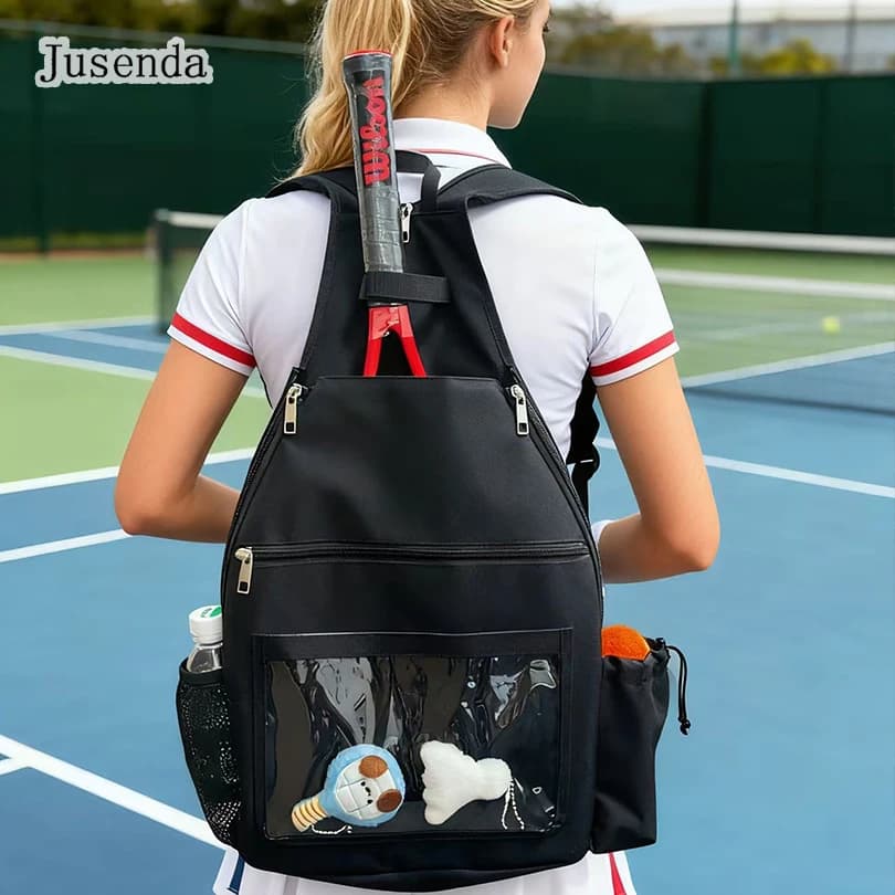 Tennis Backpack with Capacity for 2 Racks, Large Bag Waterproof for Tennis Racks, Multifunction, Gym Shoulder Bag for Men and Women