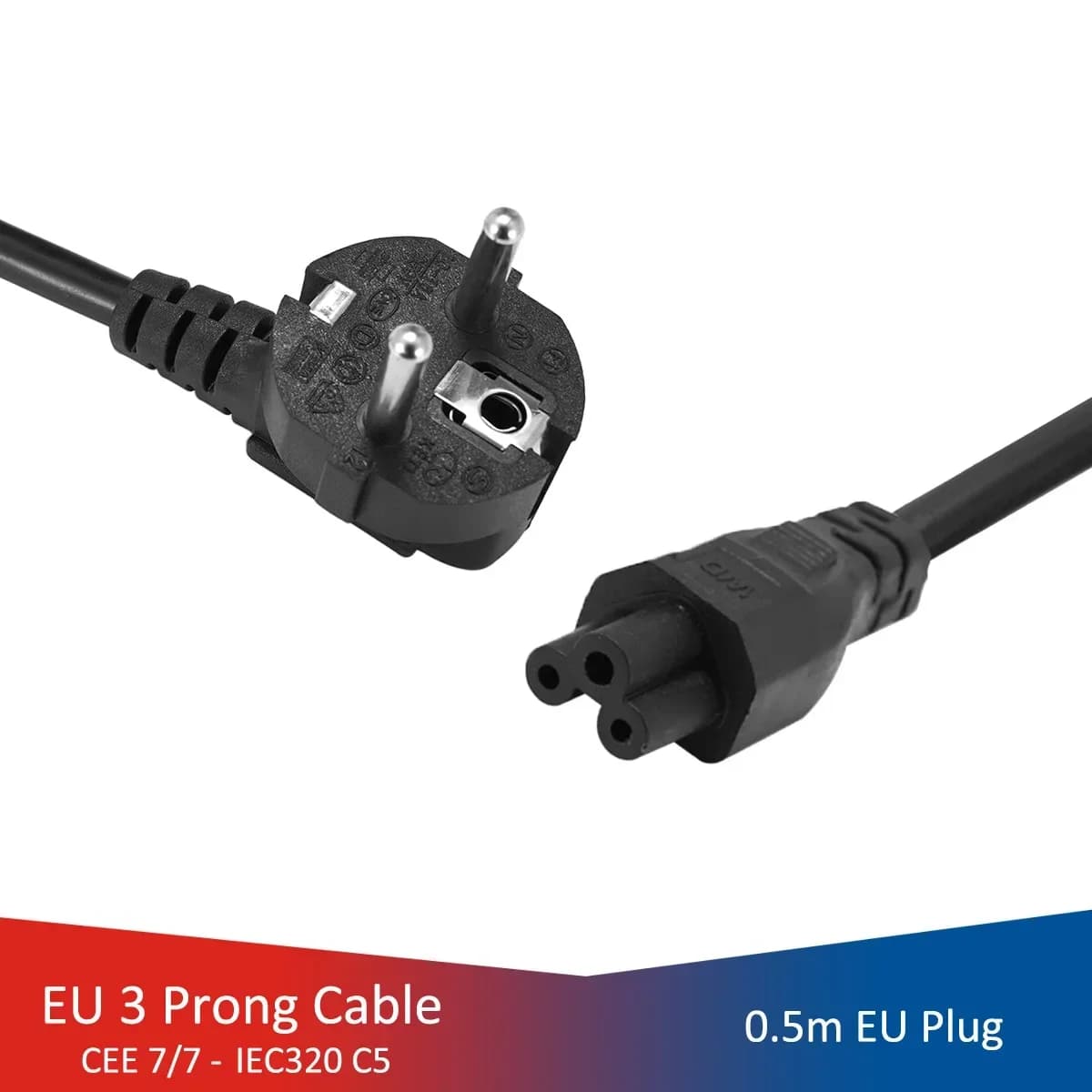 Cavo di alimentazione europeo per laptop Cavo adattatore di alimentazione IEC C5 a 3 pin Cavo di prolunga per spina caricabatterie per computer portatile HP Asus Dell TV PC