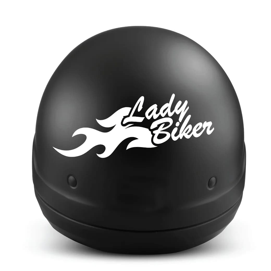 Black/White Lady Biker Flame Decal, Self-Adhesive Vinyl Sticker for Motorcycle Helmet Custom Decor