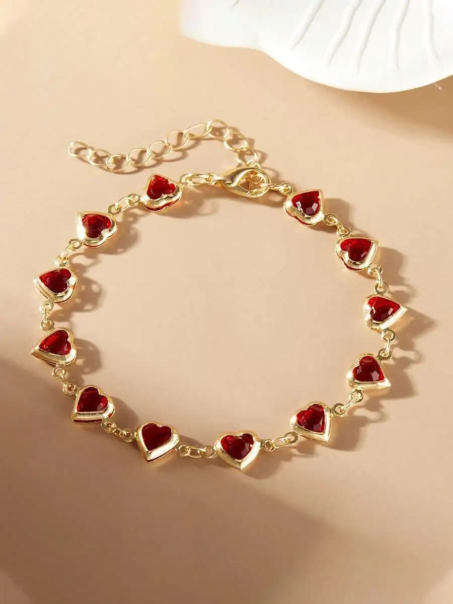 Shiny cubic heart bracelet for girls — elegant daily wear, party accessory, and festive gift option