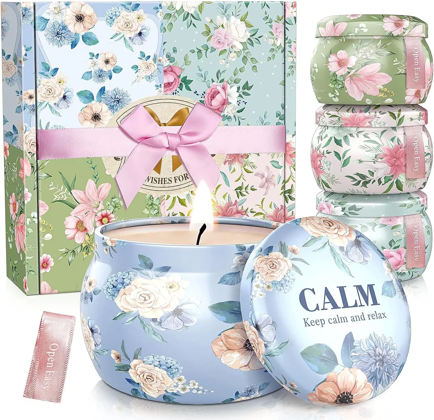 Set di Candele Profumate in Cera di Soia da 500g - Confezione da 4, Durata 100-120 Ore, Regalo Aromaterapico per Uomini e Donne