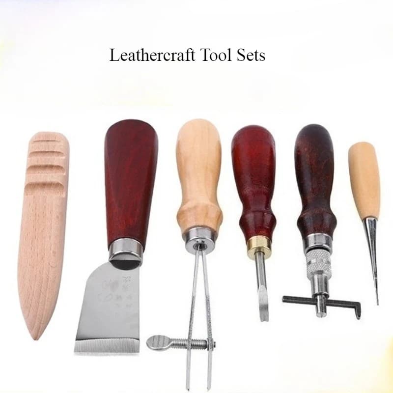6-piece Set Leathercraft Tool Sets Leather Hand Sewing Repair Kit Stitching Punch Carving Work Groover Set Leather Cutting Knife