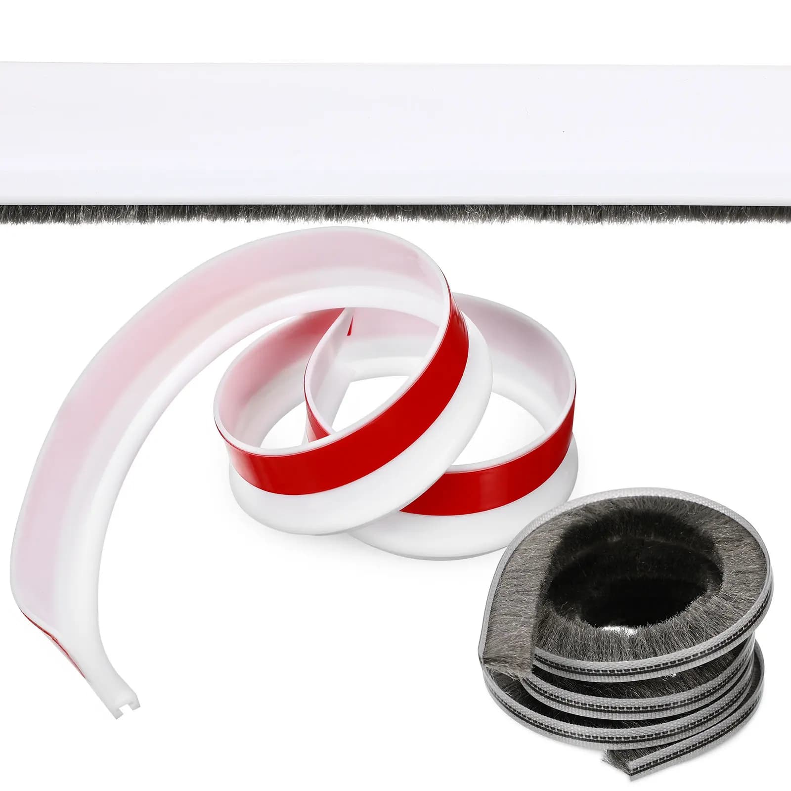 Guarnizione Adesiva per Porte, Striscia Isolante Insonorizzante, Paraspifferi, Isolamento Termico con Setole Dense, Striscia in TPE