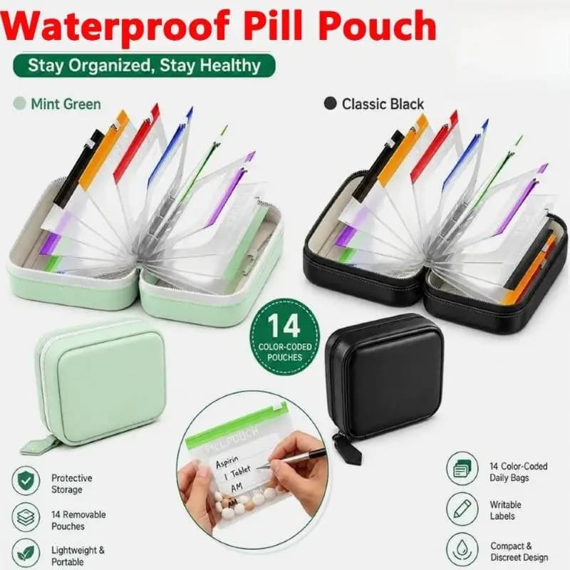 A8 Waterproof Writable Pill Pouch Kit 1Set 7 14 Color Coded Storage Bags For Medication Vitamin Health Supplement Use