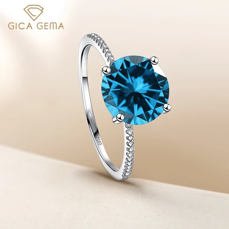 Gica Gema 3.0Ct Reale Solido Anello In Argento Sterling 925 Donne di Modo Regalo 5A Zircone Gioielli di Marca di Fidanzamento di Nozze Anelli di Argento