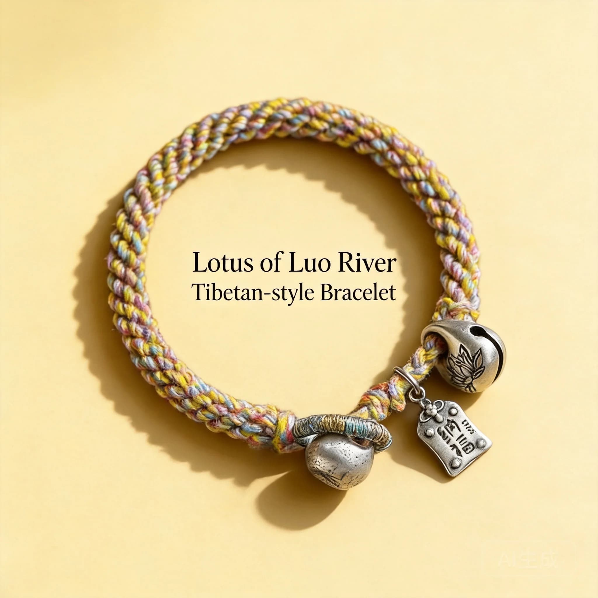 Chinese Style Lucky Blessing Braided Bracelet For Women Tibetan Handmade Lotus Bell Good Fortune Adjustable 15-21cm Jewelry Gift