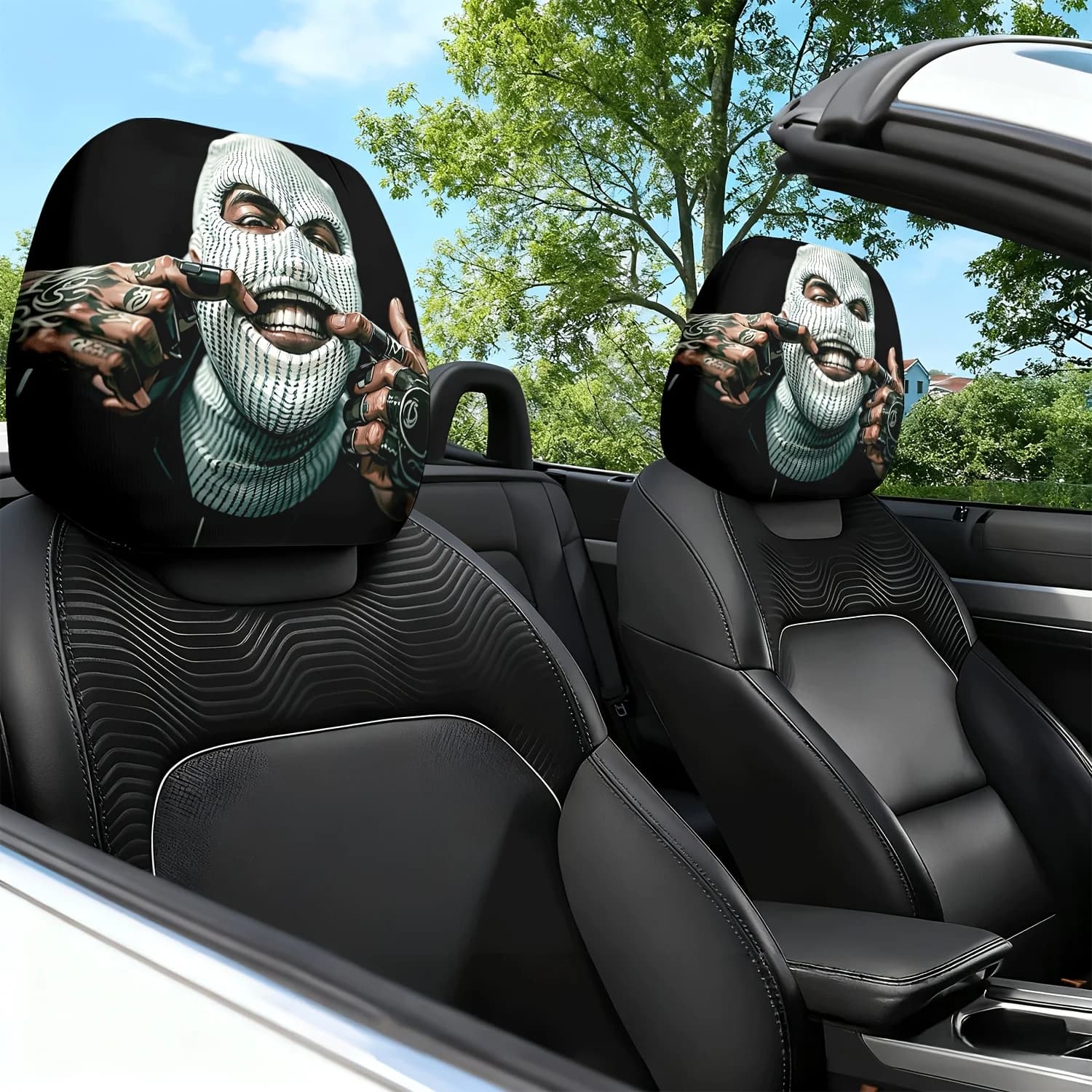2 coperture per cuscini per poggiatesta e cuscini per il collo per auto con design simpatico - 2 cuscini per interni auto, cuscini lombari, ideali per tutti i modelli di auto