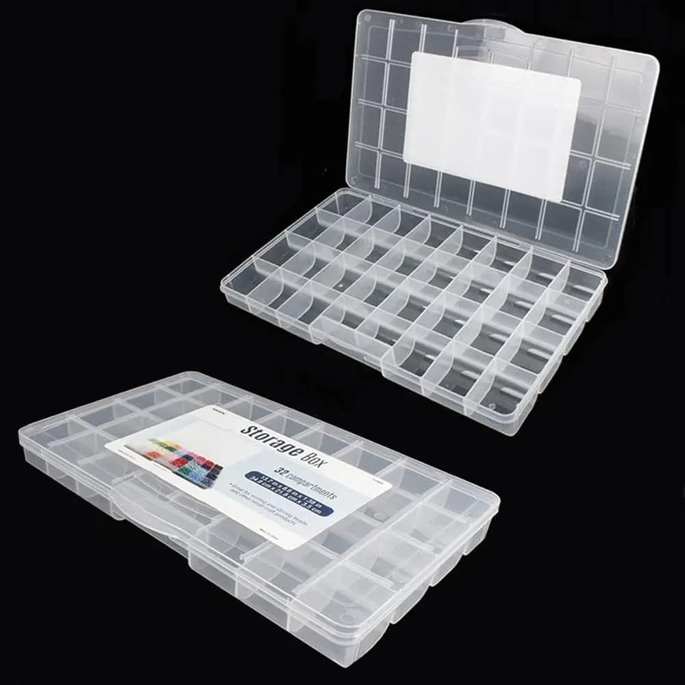 Container Plastic Organizer Transparent 32 Parts, Craft Box or Perline Organization, For DIY, Store Objects, Fishing Equipment, Roc
