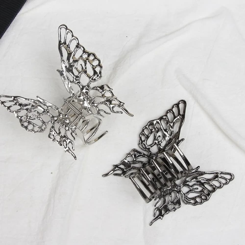 Vintage Butterfly Hair Clips Elegant Metal Large Hair Claw Clips Cross Design Black/Sliver Geometric Hair Barrettes