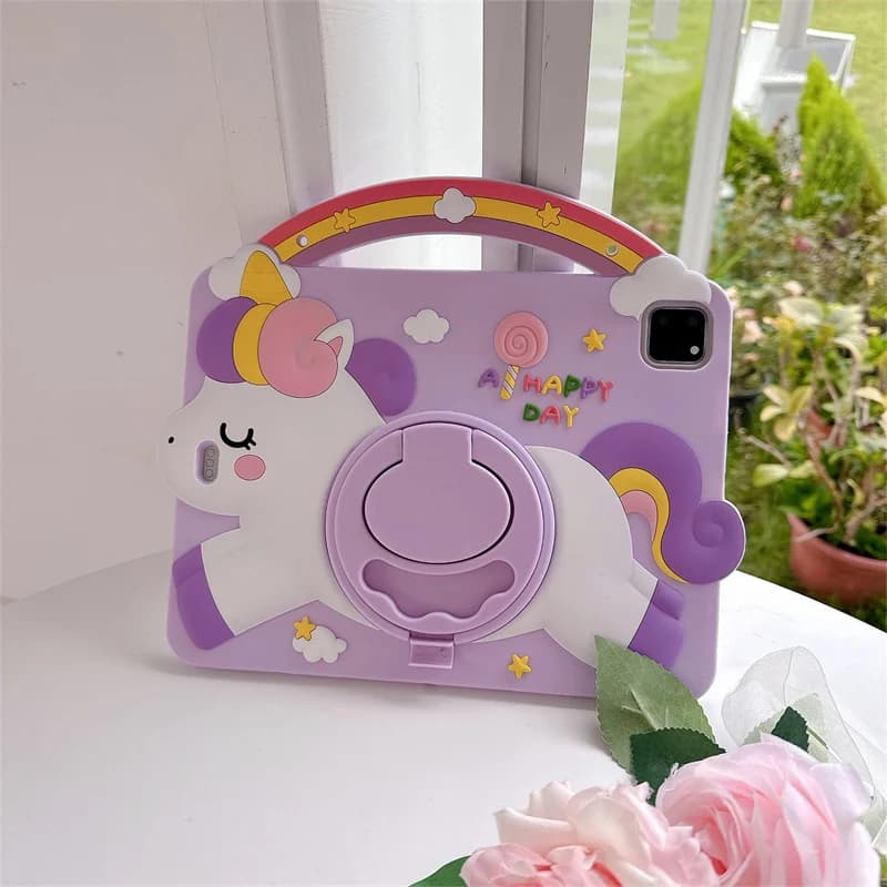 Cartoon Unicorn Kids Stand Tablet Case For Samsung Galaxy Tab A11 8.7 inch SM-X130 SM-X135 A9 8.7 SM-X110 SM-X115 Silicone Cover