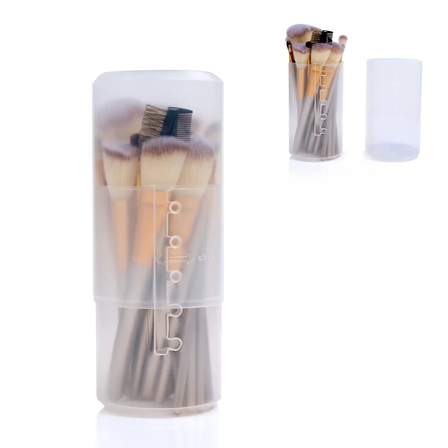 Retractable Makeup Brush Holder, Clear Travel Case Dustproof Storage for Women and Girls