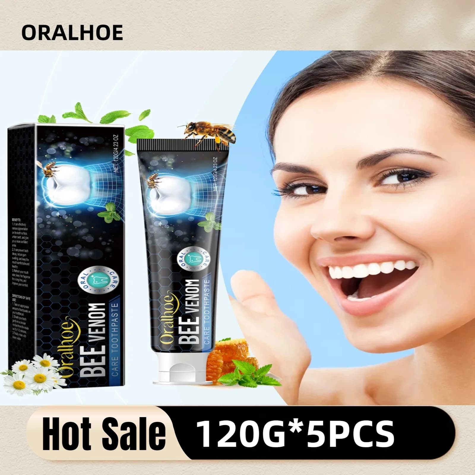 5 pcs Veleno D'Api Dentifricio Cleaning Deep Hygiene Oral Dentifricio Alito Fresco Whitening Dentifricio Remove Macchie Dei Denti