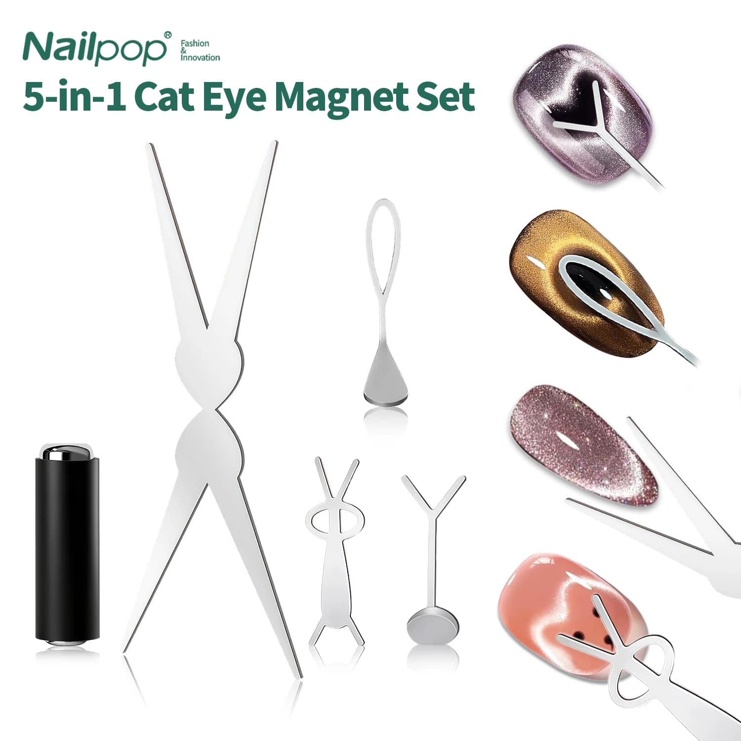 Nailpop Kit magnet Cat Eye Silver DIY wide rabbit heart nail art salon professional nail polish gel cat eyes tools 1 set