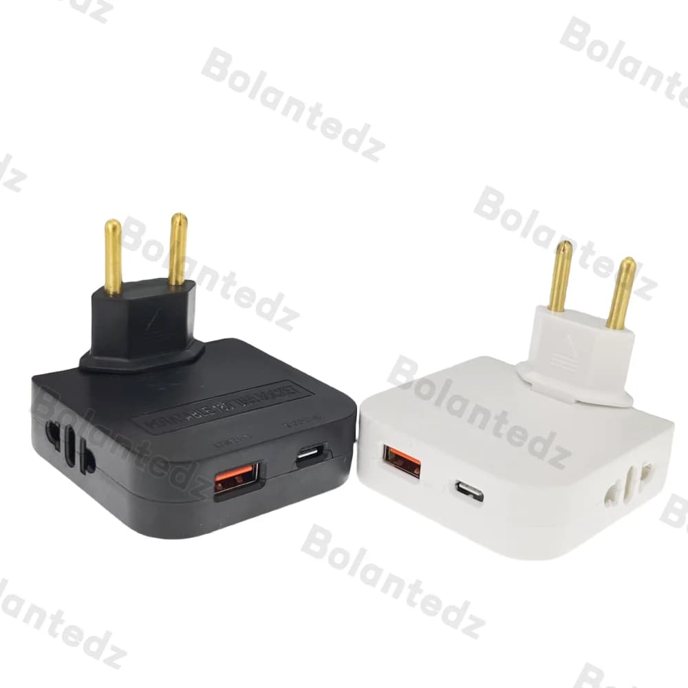 Adattatore per caricabatterie con estensione UE Convertitore presa girevole 4 in 1 da 180 gradi per presa di ricarica per telefono cellulare con USB e tipo c