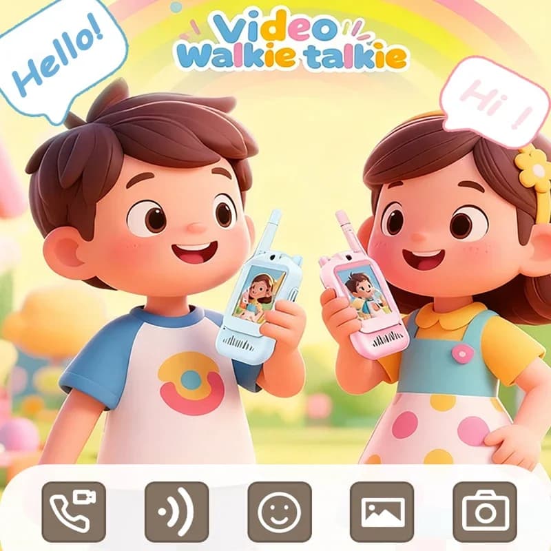 2PCS Video Walkie Talkie per bambini Ricaricabili Giocattoli per bambini per campeggio interno Viaggi Compleanno Gfits per bambini dai 3 ai 12 anni