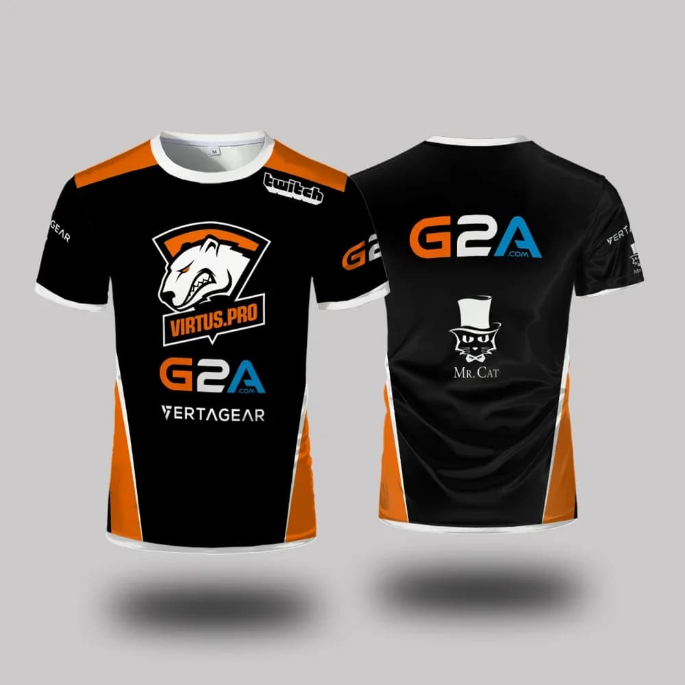 Uniformi del Virtus.Pro Esports Club, T-Shirt Sportiva Traspirante Estiva per Uomo e Donna, Abbigliamento Casual Quotidiano con Collo Tondo
